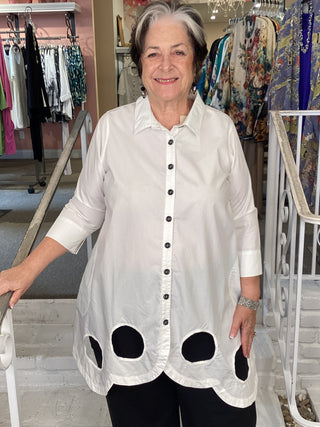 JT1327 Wholy Button Tunic - White