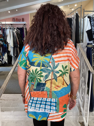 V NECK CAP SLEEVE - SIESTA