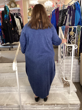 COTTON COCOON DRESS - DENIM