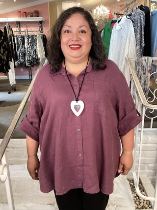 RUCHING S SHIRT - GREY LILAC