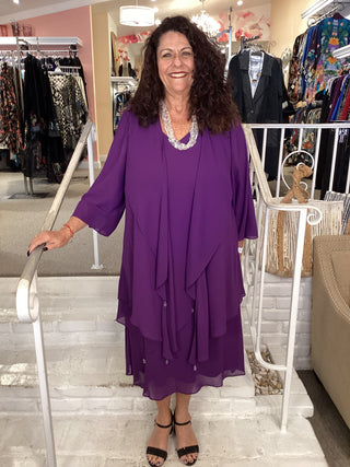 TIERED DRESS & JKT - PURPLE