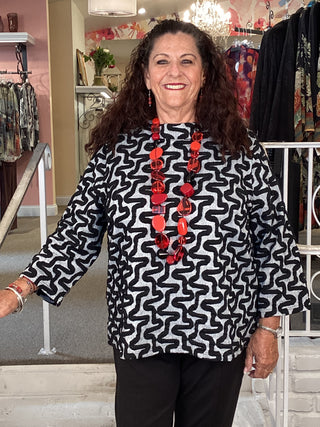 MOCKNECK TOP - BLACK SWIRL