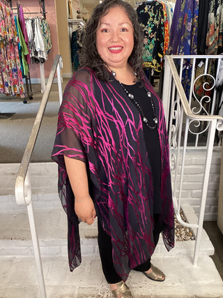 RUANA - CUT SATIN - BLK/PINK
