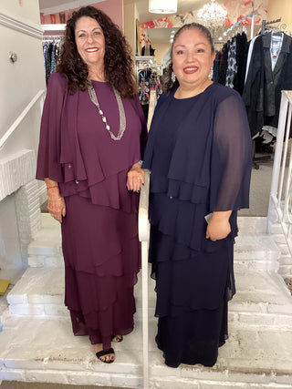 TIERED DRESS & JKT - NAVY