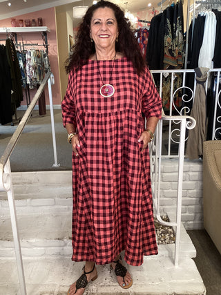 SD170C CHECK LINEN DRESS-CERIS