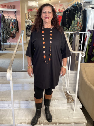 COTTON T SHIRT TUNIC -BLACK