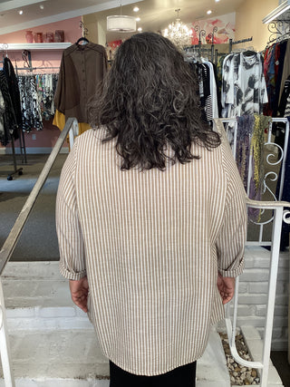 STRIPE SHIRT - TAUPE
