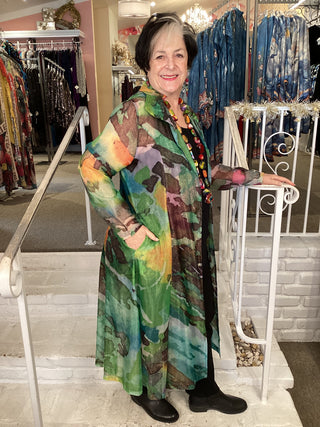 FLORAL FLING DUSTER - GREEN