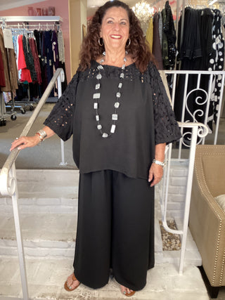 AIR FLOW WIDE LEG PANT - BLACK