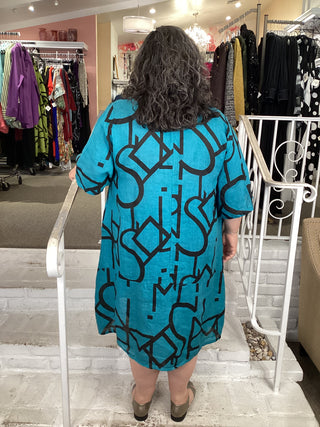 GEO TUNIC DRESS - TEAL