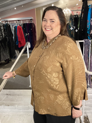 #17 3/4 MANDARIN BLOUSE - BRONZE