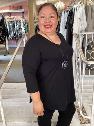 JACKIE 3/4 TOP - BLACK