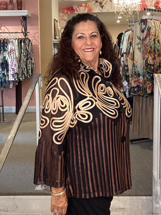 SOUTACHE / VELOUR JKT - BROWN