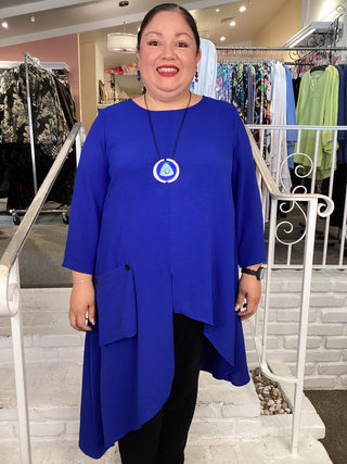LONG ASYM TUNIC - ROYAL BLUE