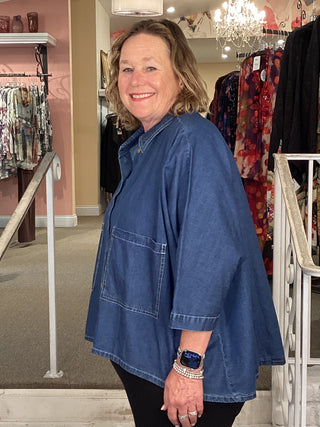 ST907D DENIM BUTTON TOP