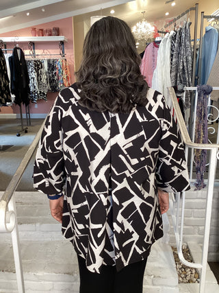 PRINT COWL TUNIC - BLK/WHITE
