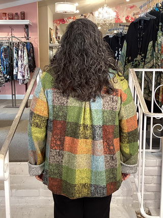 BUTTON PLAID JACKET