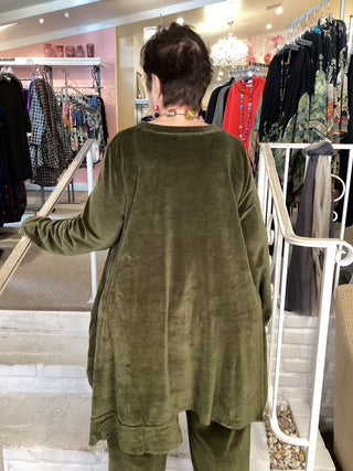 CLARA VELVET TUNIC - KHAKI