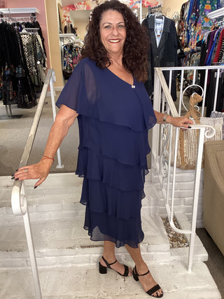 TIER SHORT DRESS - NAVY