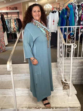1267 3/4 Sleeve Maxi Dress - Deepsea