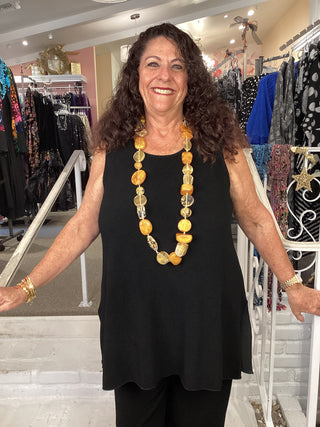 LONG BOUCLE A-LINE TANK - BLAC