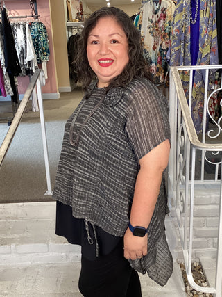 AT1507 Flower Top - Dk Grey
