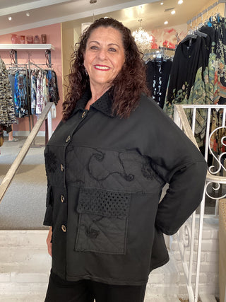 MESH COLLAR JACKET - BLACK