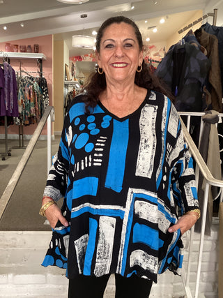 DENISE TUNIC - BLUE & BLACK