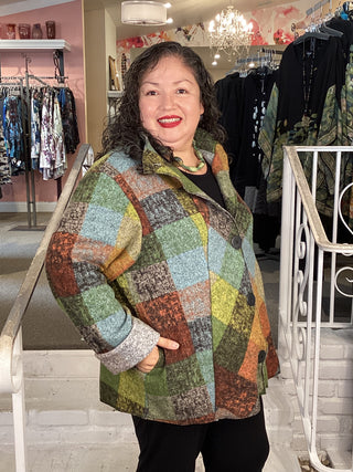 BUTTON PLAID JACKET