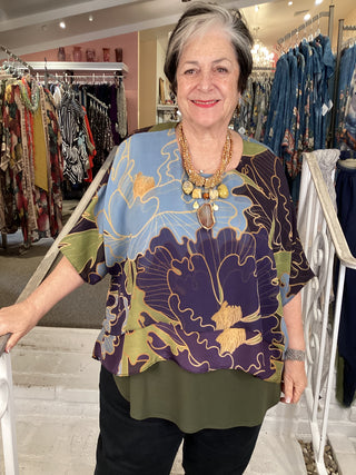 Silk Overlay Top - Art Deco