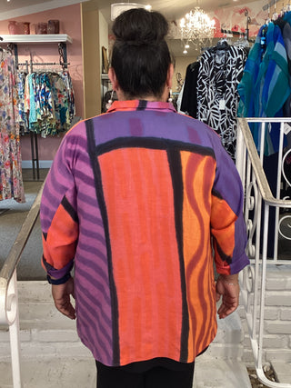 ISSEY LINEN SHIRT - ORANGE/PURP