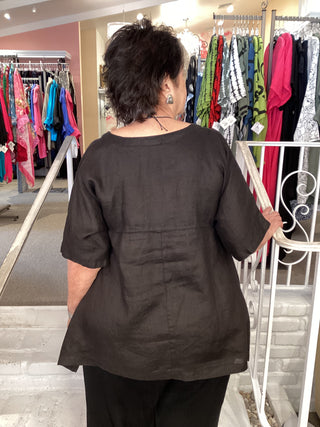 ARTIST LINEN TOP - BLACK