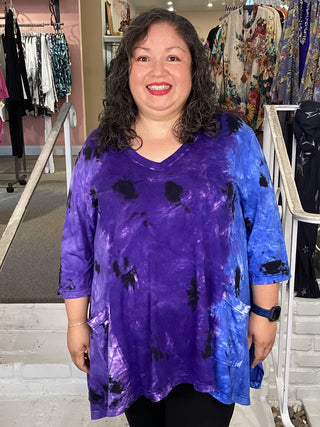 3/4 Kora Tunic - Block Purple