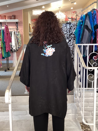 OPEN KIMONO - BLACK EMBROIDERY