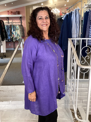 LINEN GAUZE TUNIC - PURPLE