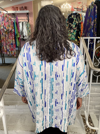 CRINKLE JACQ SHIRT - PRINT WHITE