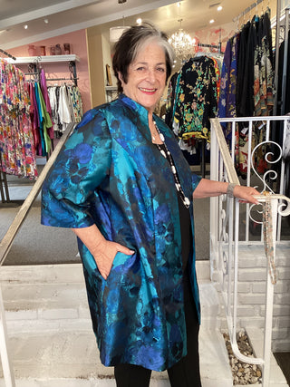 Jacquard Long Jacket Set - Teal