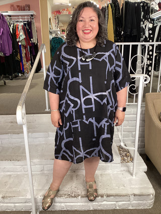 GEO TUNIC DRESS - BLACK