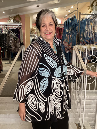 SOUTACHE FLARE JACKET - BLUE