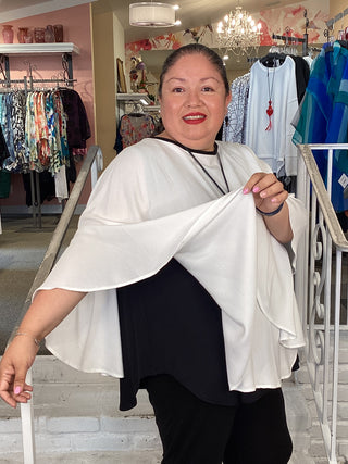 2441 Cocoon Cape Top - White