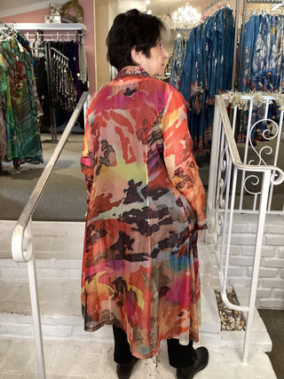FLORAL FLING DUSTER - CORAL