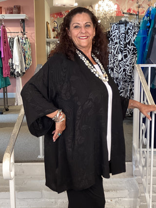OPEN KIMONO - SOLID SILK BLK