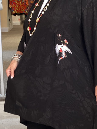 OPEN KIMONO - BLACK EMBROIDERY