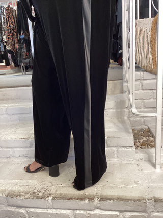 VELVET SATIN TUX PANT - BLACK