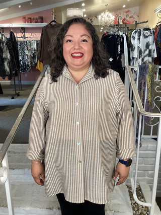 STRIPE SHIRT - TAUPE