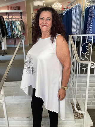 COTTON HI/LO TANK TUNIC- WHITE