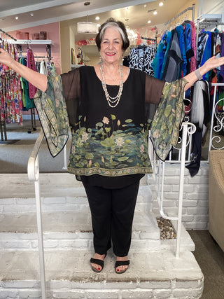 SILK TUNIC-PEACEFUL LOTUS POND