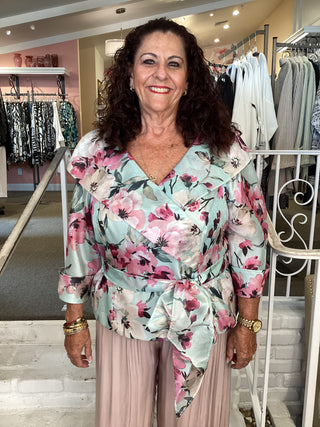MINT PRINT PORTRAIT BLOUSE