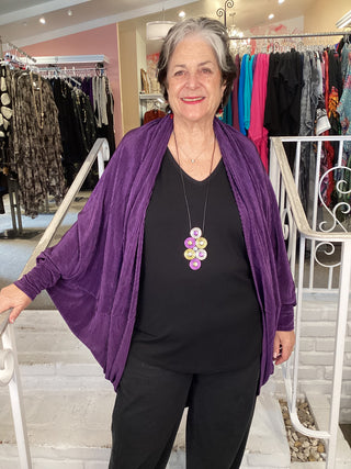CARDI-TOP PURPLE PLEAT