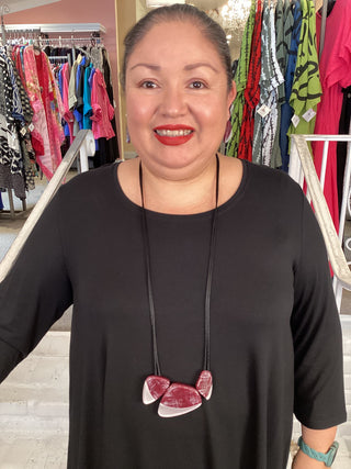 3 NECKLACE MAROON & SILVER